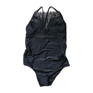 NWOT Costa del Sol One Piece Swimsuit Black Lace V Neck Plus Size 2X Slimming